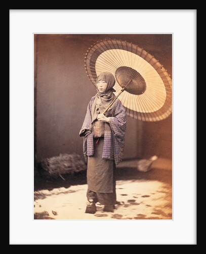 Japanese girl with parasol by Felice Beato