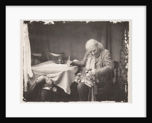 Elderly man writing at desk by Oscar Gustav Rejlander