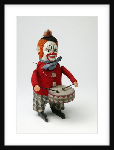 Clockwork toy clown with a drum by Schuco