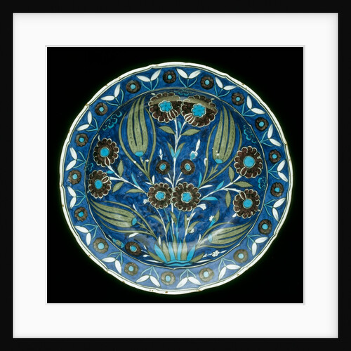 Dish painted with tulips & other flowers by Unknown