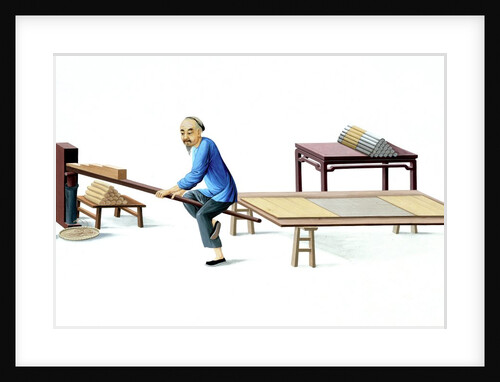 Man making incense sticks by Unknown