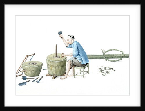 Man making wooden tubs by Unknown