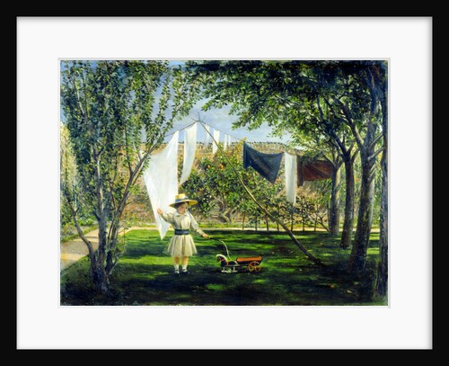 The artist`s youngest son is shown at play with his toys in the back garden of his house by Charles Robert Leslie
