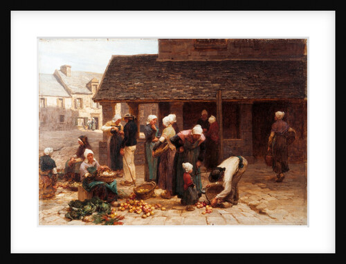The Marketplace of Ploudalmezeau, Brittany by Leon Augustin L'Hermitte. Brittany, France, 1877 by Leon-Augustin Lhermitte