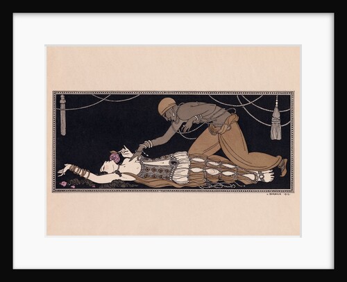 Ida Rubinstein as Zobeide and Vaslav Nijinsky as the Golden Slave, in the ballet Scheherazade from Serge Diaghilev's Ballet Russes in 1910, print by Georges Barbier by Barbier