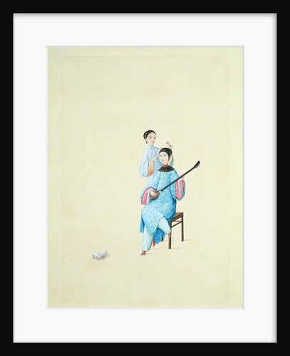 A Woman Playing a Guitar or San Xian by Unknown