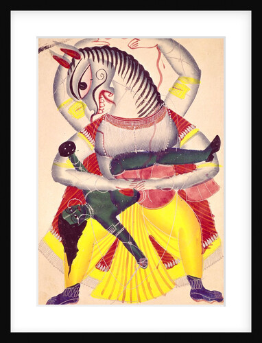 Vishnu as Narasimha in a Kalighat painting. Calcutta, India, c.1855-60 by Unknown