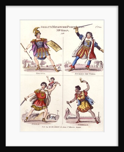 Skelt's Miniature portraits, Mr. Kean as Brutus, Richard III, Rolla, and Othello by Anonymous