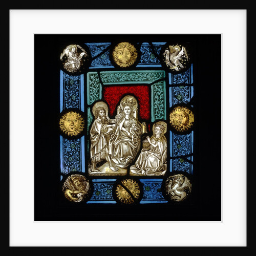Panel of stained glass depicting The Virgin and Child by Unknown