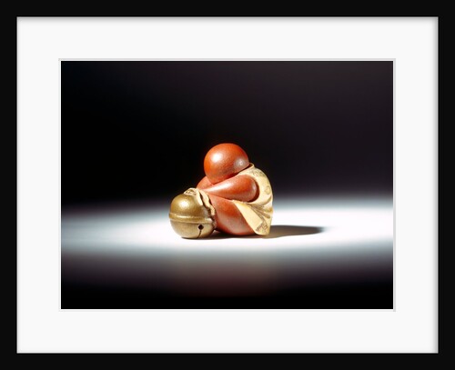 Netsuke abstract doll leaning over a bell by Unknown