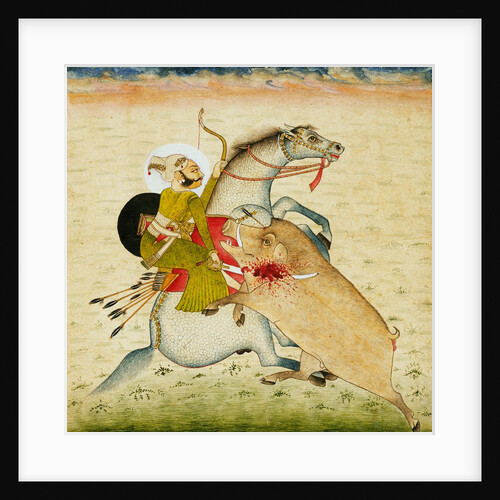 Rao Umed Singh hunting a boar. Bundi, India, late 18th century by Unknown