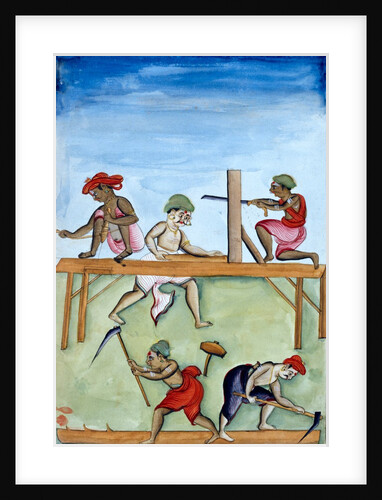 Five Carpenters at Work. Madras, India, late 18th century by Unknown