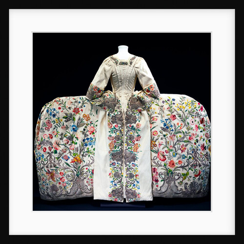 Court dress or mantua, back view. Embroidered silk with silver thread. England, c.1740-45. by Unknown