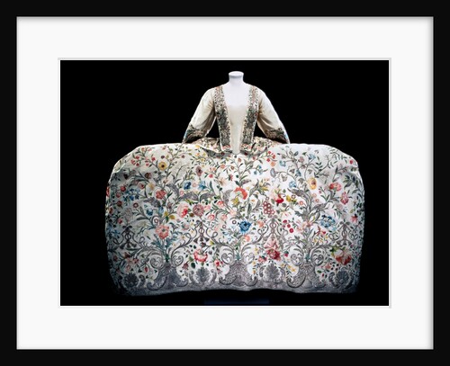 Court dress or mantua. Embroidered silk with silver thread. England, c.1740-45 by Unknown