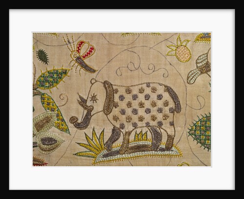 Cover, detail of an elephant. England, 17th century by unknown