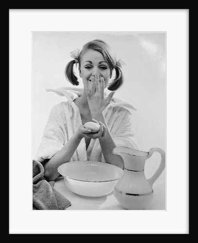 Model in a beauty product shoot for a women's magazine by John French