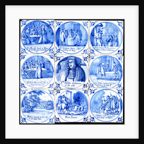 Nine tiles depicting the Popish Plot. London, England, late 17th century by Jan Ariens van Hamme