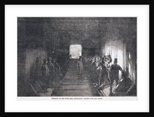 Interior of the Tube - Mr Stephenson Driving the Last Rivet. England, 1850 by Anonymous