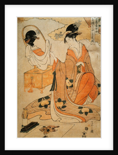 Kiyomori's Daughter Painting Her Portrait to Send to Her Mother by Chobunsai Eishi