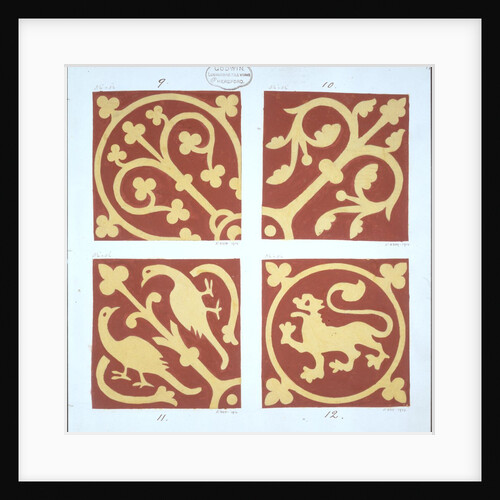 Tile design from album of medieval tile designs by William Godwin
