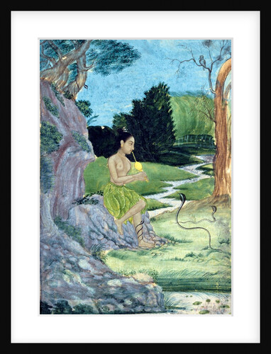 Young woman charming a cobra. Rajput, India, 18th century by Unknown