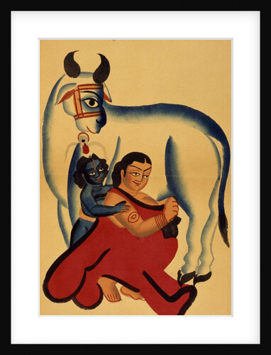 Jasoda and Krishna milking a cow by Unknown