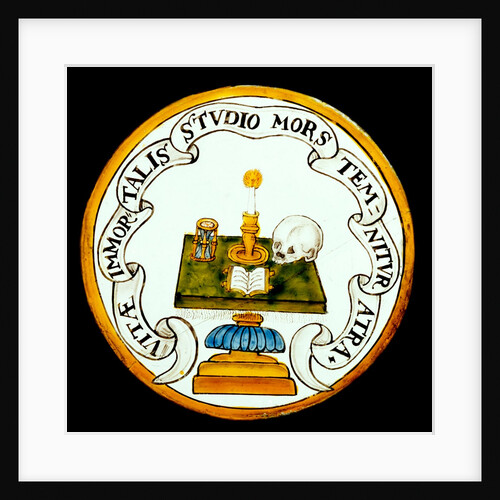 Stained glass roundel with memento mori messages. England, early 17th century by Unknown