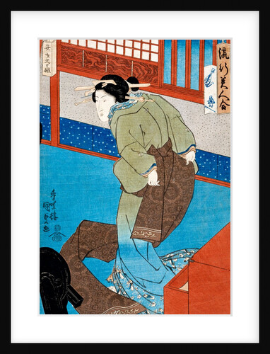 Woman tying her obi by Utagawa Kunisada