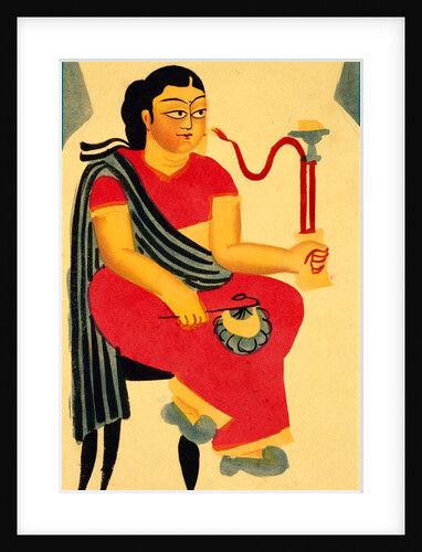 Woman smoking a hookah by Kali Charan Ghosh