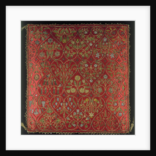 Cushion cover trimmed with ribbon lace by Unknown