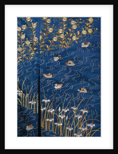 Part of a kimono depicting wild ducks. Japan, mid-19th century by Unknown