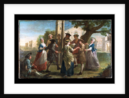 Country dancing around a maypole by Francis Hayman