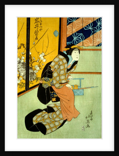 Kabuki actor, one of  a triptych by Shunbaisai Hokuei