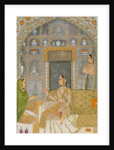 A lady in a pavilion at night by Unknown