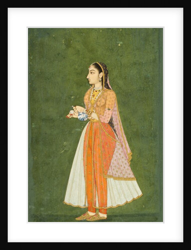 A lady with a wine flask and cup. India, 18th century by Unknown