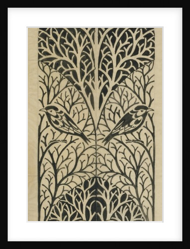 Mirrored pattern of birds and branches by C.F.A. Voysey