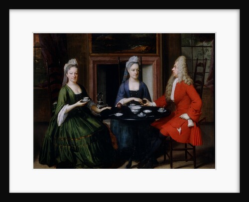 Two Ladies and An Officer Seated at Tea by Unknown