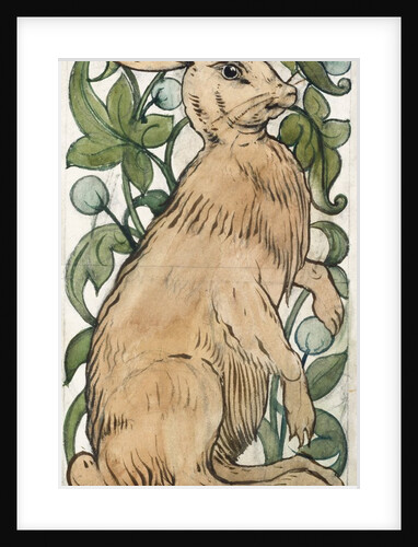 Seated hare and fruiting foliage by William Frend De Morgan