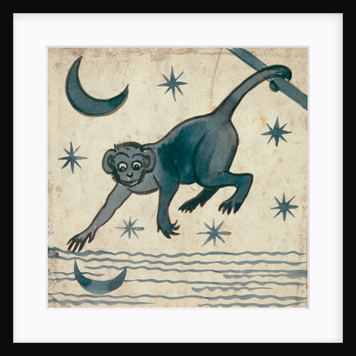 Monkey looking at reflected moon by William Frend De Morgan