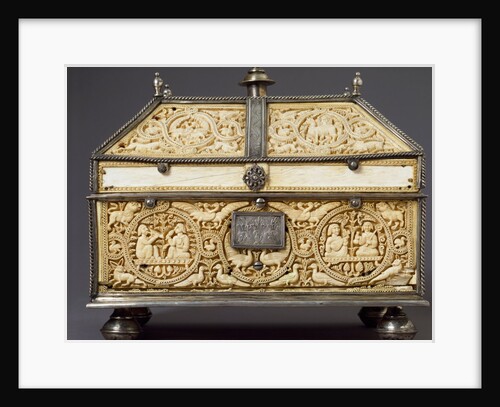 Casket carved with views of musicians & drinkers by Anonymous