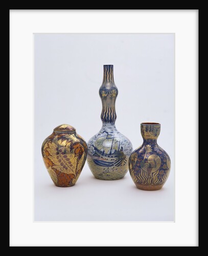 Bottle and vases by William De Morgan
