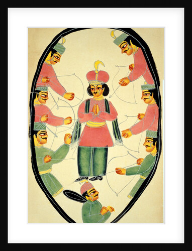 Archers shooting at a standing Hero. Kalighat, India, 19th century by Unknown