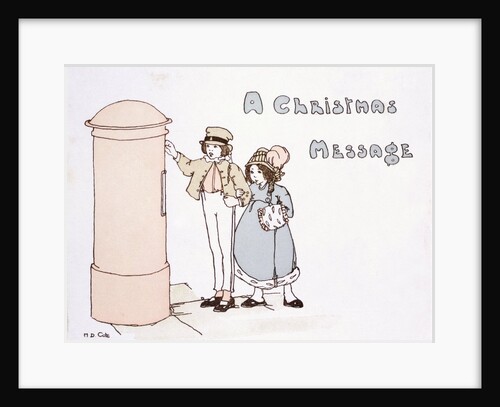 Boy and Girl posting a Christmas Card by M. D. Cole