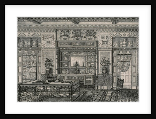 Interior with chiffonier and table by Anonymous