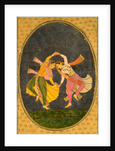 A pair of girls joining hands and performing a Kathak Dance. India, late 17th century by Unknown