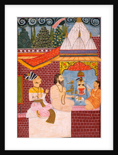 Viram Dev of Ghanerao worshipping at a Shiva shrine by Unknown