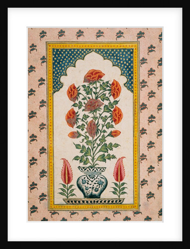 Marigolds in a Blue and White Vase within a Niche. India, 18th century by Unknown