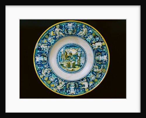 Dish depicting Vulcan forging a wing to Cupid. Florence, Italy, early 16th century by Unknown