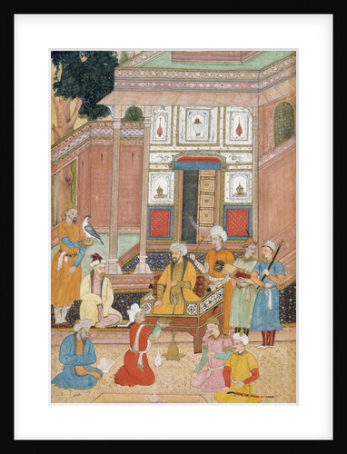 Prince on a throne in a courtyard by Unknown