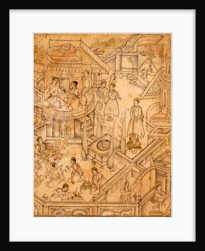 Scene in a garden pavillion by Unknown